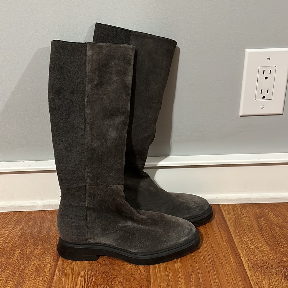 Stuart Weitzman grey suede boots